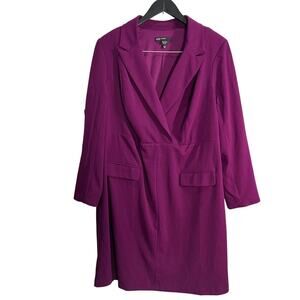 Maggy London Women's Long Sleeve Tuxedo Dress Wear to Work Size 16W NWOT Purple